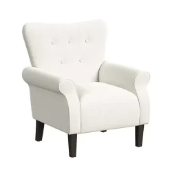 Kirklands Home Cream Button-Tufted Rolled Arm Accent Chair White Best
