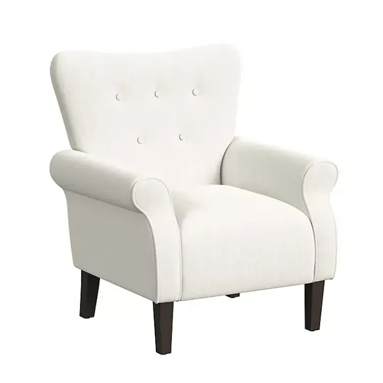 Kirklands Home Cream Button-Tufted Rolled Arm Accent Chair White Best