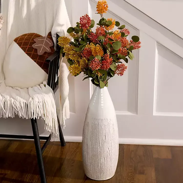 Vases>Kirklands Home Cream Ceramic Luca Vase, 16 in. White