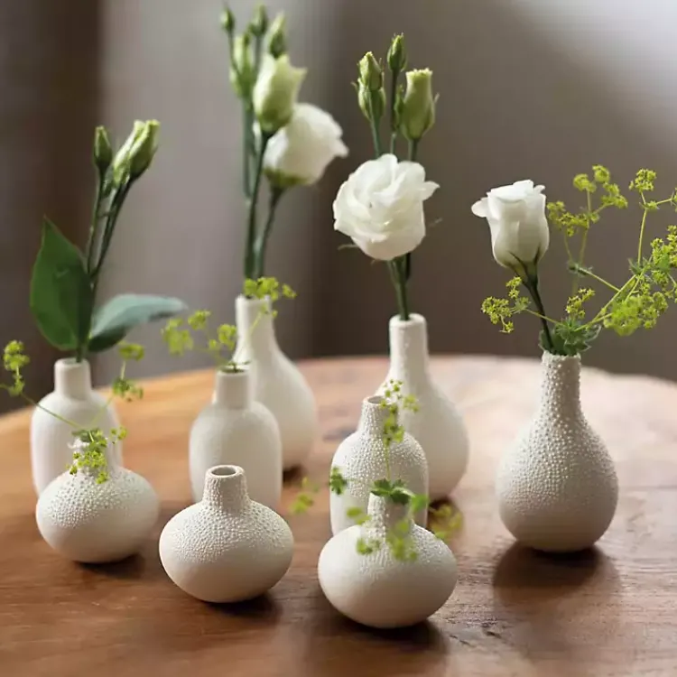 Vases>Kirklands Home Cream Ceramic Pearl Mini Vases, Set of 3 White