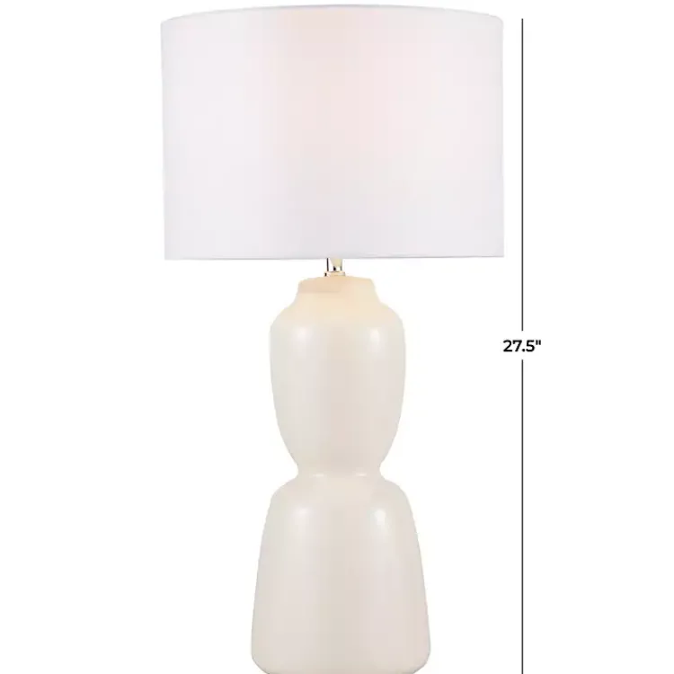 Kirklands Home Cream Ceramic Rounded Hourglass Table Lamp Discount