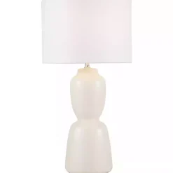 Kirklands Home Cream Ceramic Rounded Hourglass Table Lamp Discount