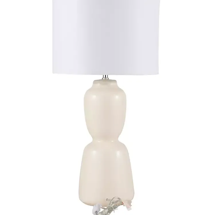 Kirklands Home Cream Ceramic Rounded Hourglass Table Lamp Discount