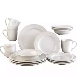 Kirklands Home Cream Ceramic Soft Scallop 16-pc. Dinnerware Set Ivory Outlet
