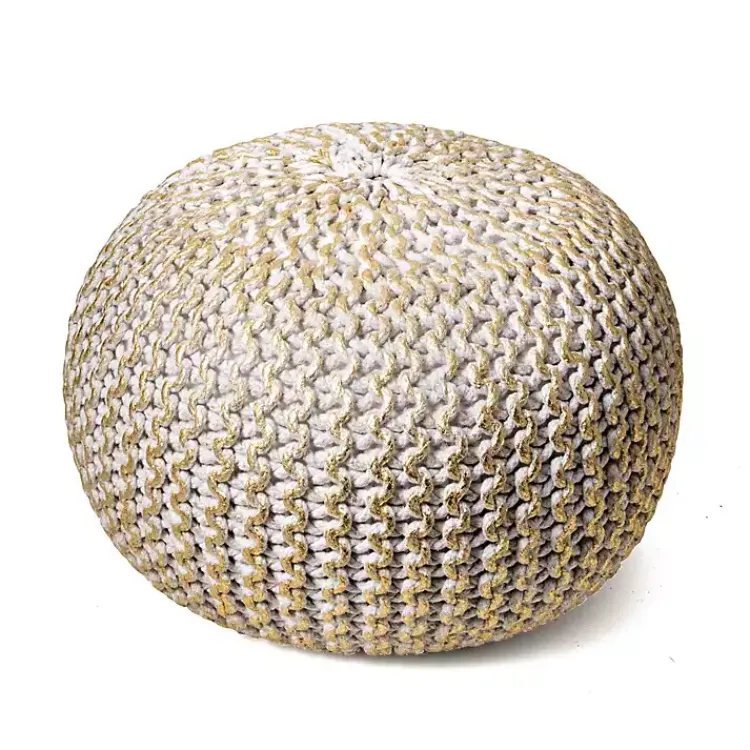 Poufs & Floor Cushions>Kirklands Home Cream Chain Knitted Round Pouf Ivory