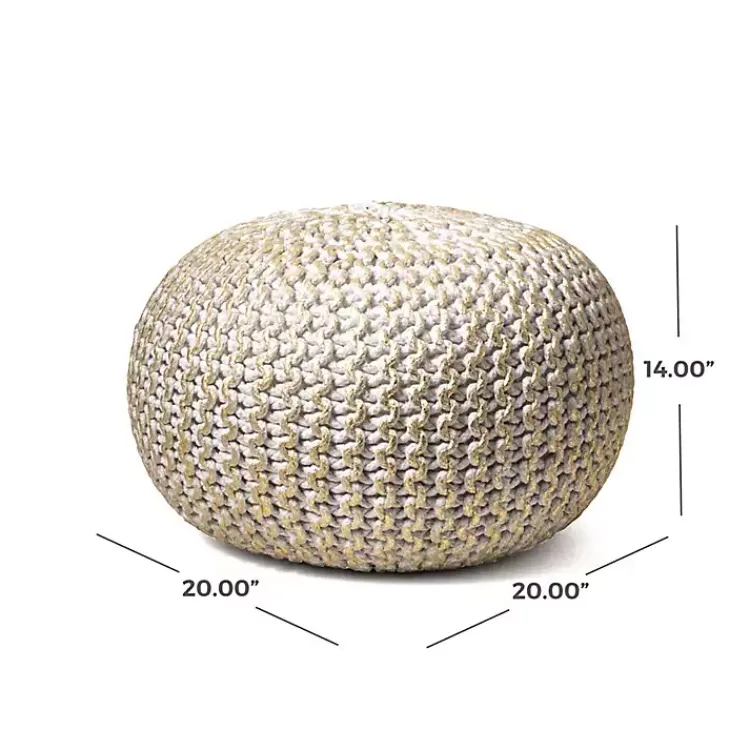 Poufs & Floor Cushions>Kirklands Home Cream Chain Knitted Round Pouf Ivory