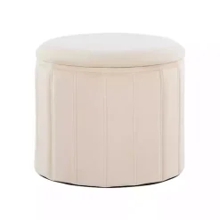 Kirklands Home Cream Collapsible Storage Ottoman White Outlet
