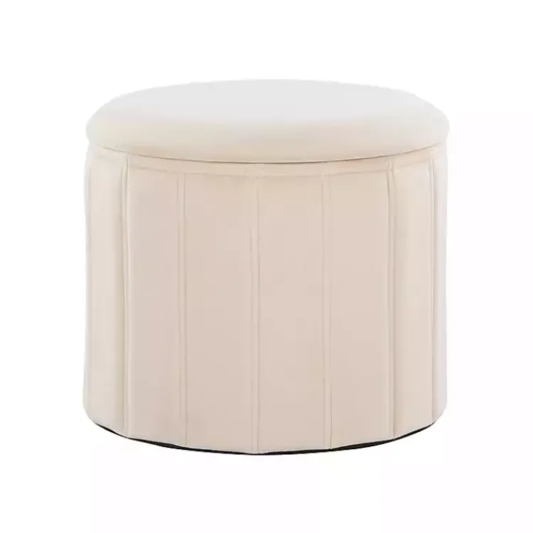 Kirklands Home Cream Collapsible Storage Ottoman White Outlet
