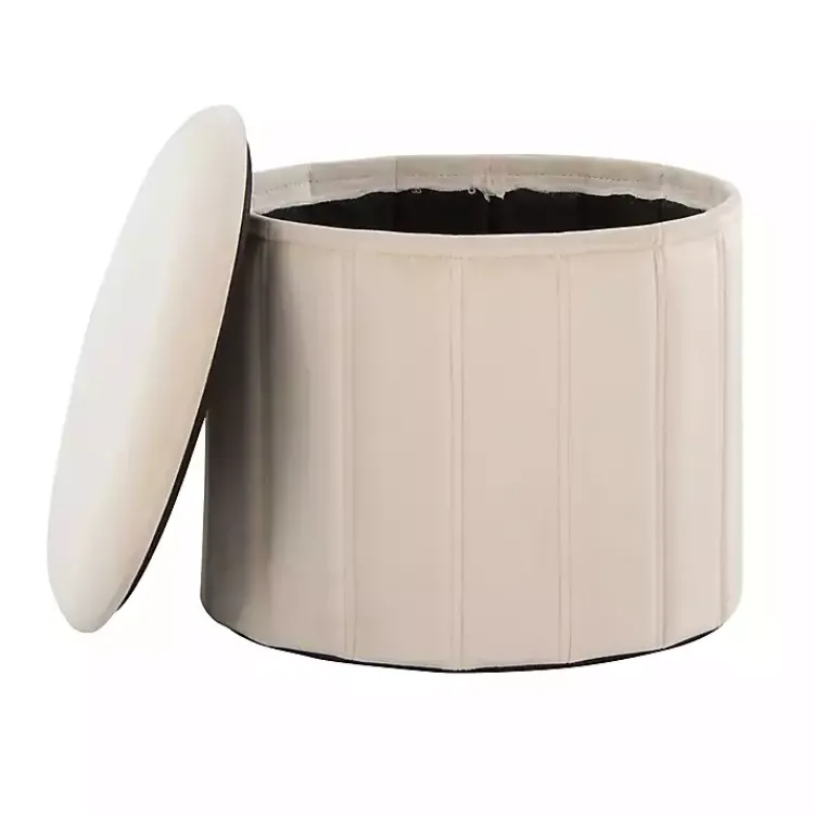 Kirklands Home Cream Collapsible Storage Ottoman White Outlet