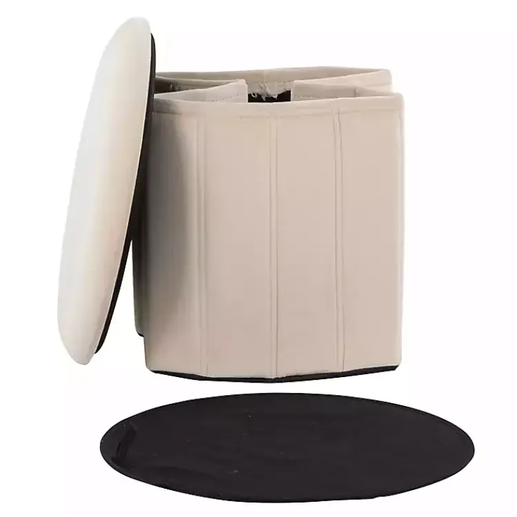 Kirklands Home Cream Collapsible Storage Ottoman White Outlet