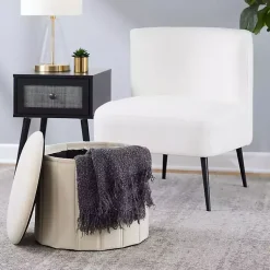 Kirklands Home Cream Collapsible Storage Ottoman White Outlet
