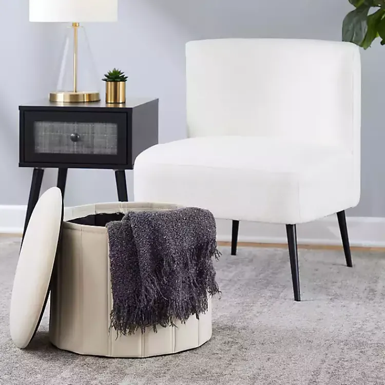 Kirklands Home Cream Collapsible Storage Ottoman White Outlet