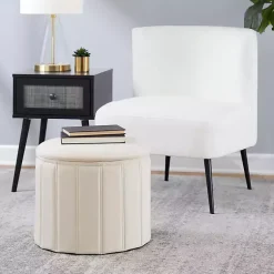 Kirklands Home Cream Collapsible Storage Ottoman White Outlet