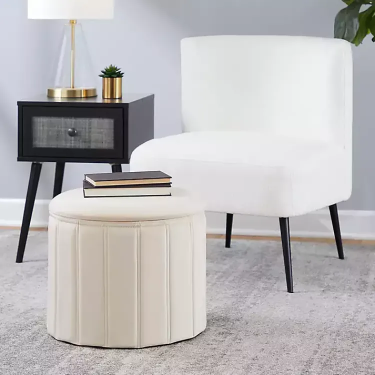 Kirklands Home Cream Collapsible Storage Ottoman White Outlet