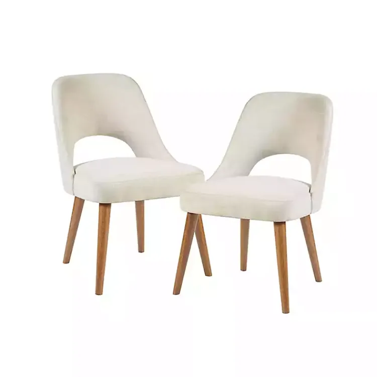 Kirklands Home Cream Cut-Out Pecan Wood Dining Chairs, Set of 2 White Online