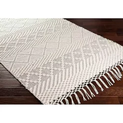 Kirklands Home Cream Diamond Tassel Wool Area Rug, 5x7 Ivory Discount