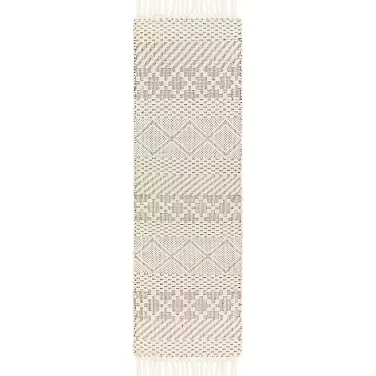 Kirklands Home Cream Diamond Tassel Wool Runner, 2x8 Ivory Online