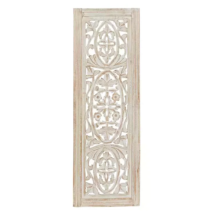 Kirklands Home Cream Distressed Carved Floral Wall Plaque Online