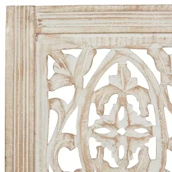 Kirklands Home Cream Distressed Carved Floral Wall Plaque Online