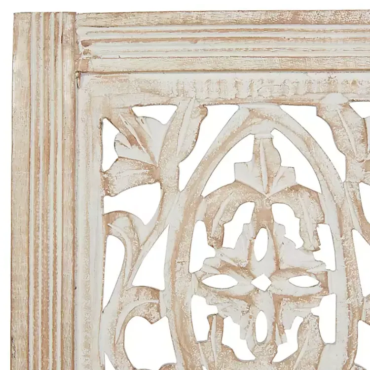 Kirklands Home Cream Distressed Carved Floral Wall Plaque Online