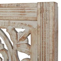 Kirklands Home Cream Distressed Carved Floral Wall Plaque Online