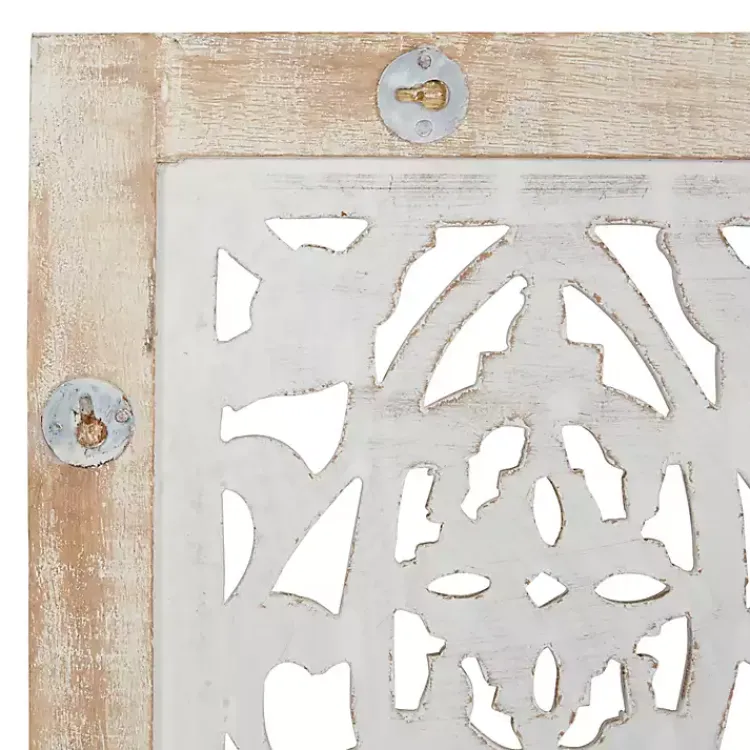 Kirklands Home Cream Distressed Carved Floral Wall Plaque Online
