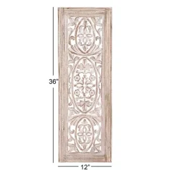 Kirklands Home Cream Distressed Carved Floral Wall Plaque Online