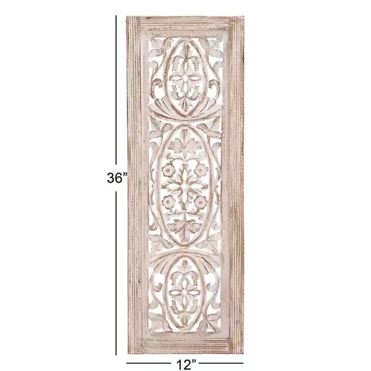 Kirklands Home Cream Distressed Carved Floral Wall Plaque Online