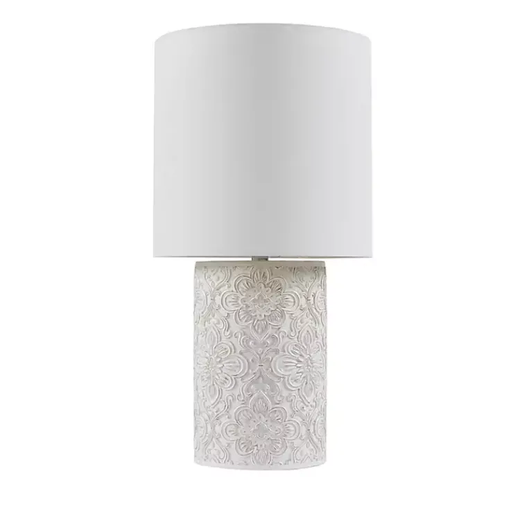 Kirklands Home Cream Embossed Floral Table Lamp White Online
