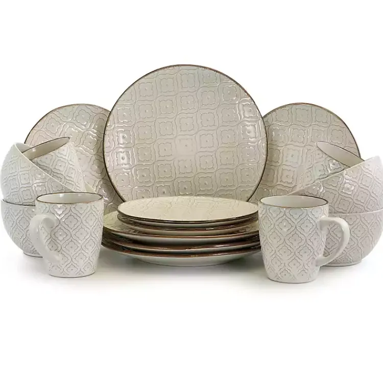 Kirklands Home Cream Embossed 16-pc. Dinnerware Set Ivory Hot