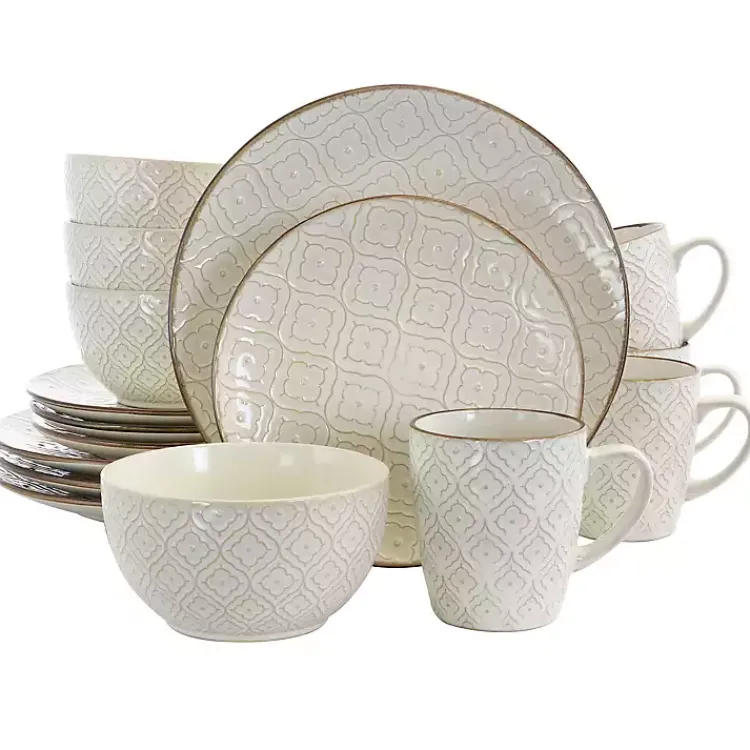 Kirklands Home Cream Embossed 16-pc. Dinnerware Set Ivory Hot