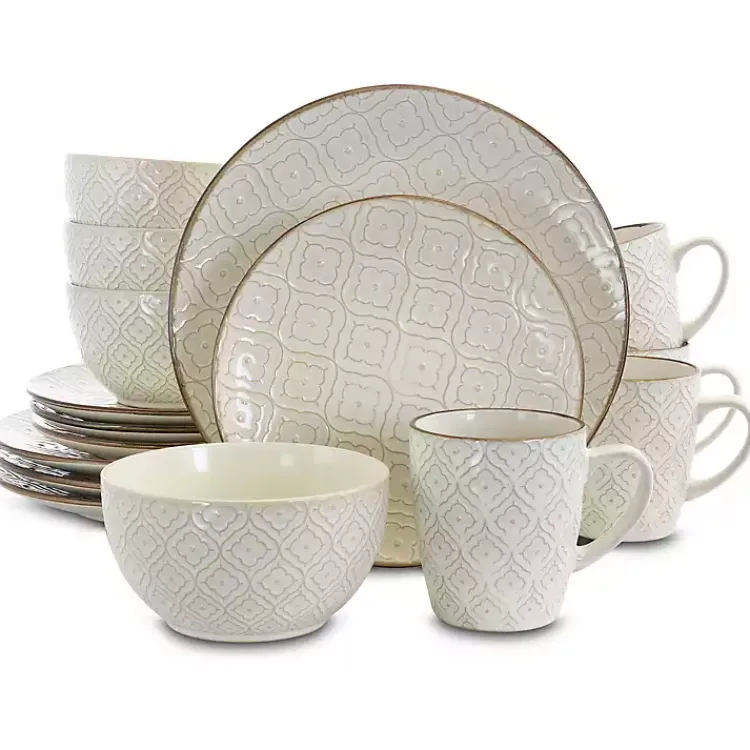 Kirklands Home Cream Embossed 16-pc. Dinnerware Set Ivory Hot