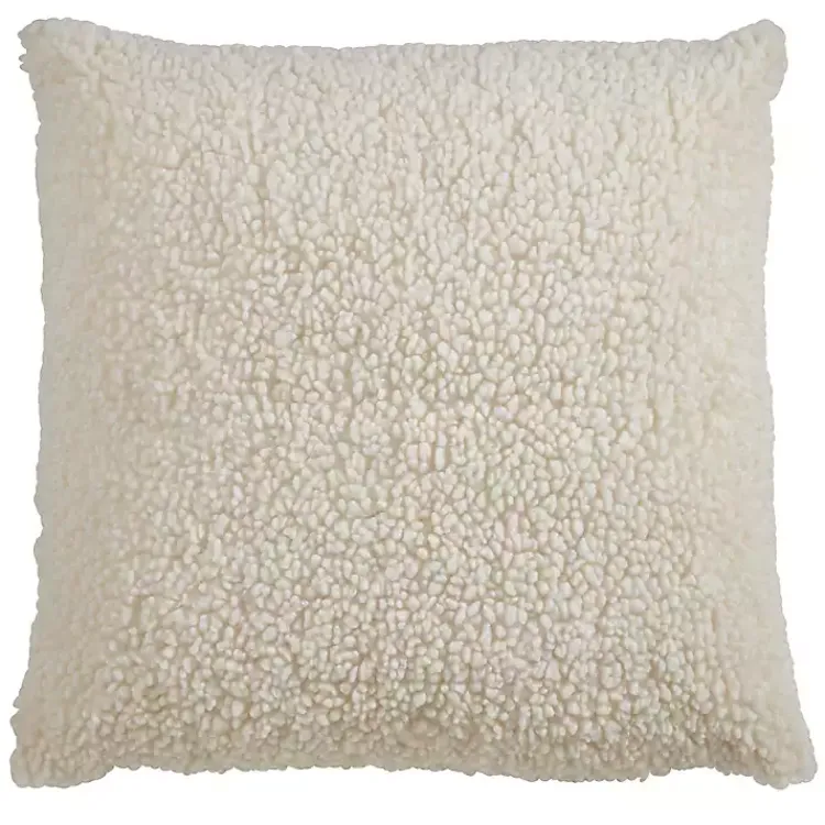 Pillows>Kirklands Home Cream Faux Lamb Fur Pillow White