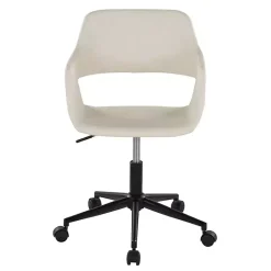 Kirklands Home Cream Faux Leather & Black Marshall Office Chair White