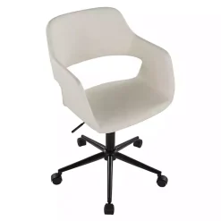 Kirklands Home Cream Faux Leather & Black Marshall Office Chair White