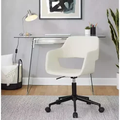 Kirklands Home Cream Faux Leather & Black Marshall Office Chair White