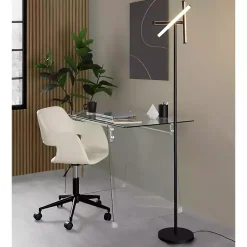 Kirklands Home Cream Faux Leather & Black Marshall Office Chair White