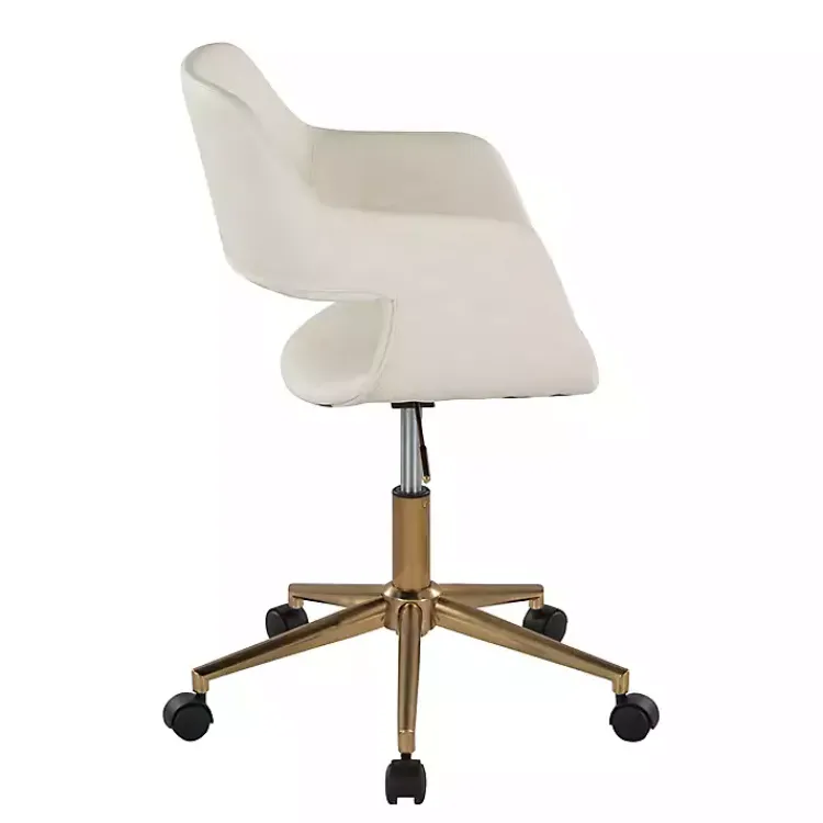 Kirklands Home Cream Faux Leather & Gold Marshall Office Chair White Best