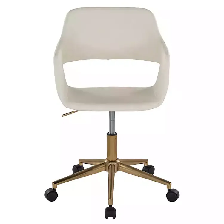 Kirklands Home Cream Faux Leather & Gold Marshall Office Chair White Best