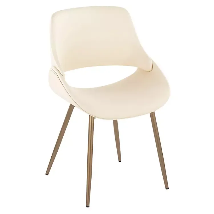 Kirklands Home Cream Faux Leather Scooped Accent Chairs, Set of 2 White New