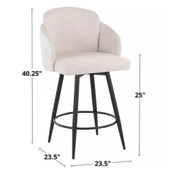 Kirklands Home Cream Faux Leather Swivel Counter Stools, Set of 2 White Clearance