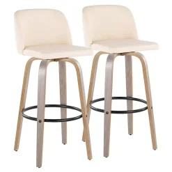 Kirklands Home Cream Faux Leather Torino Bar Stools, Set of 2 Ivory Online