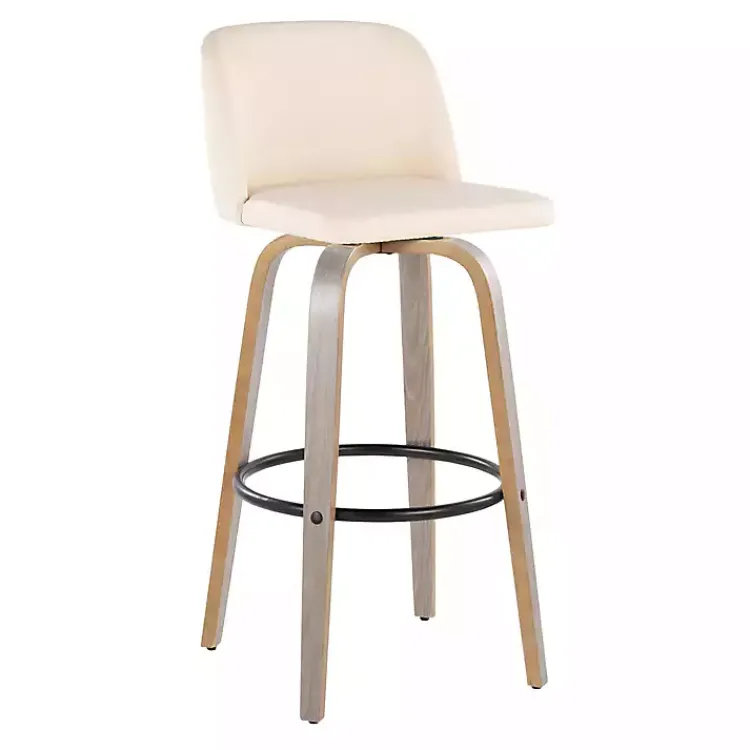 Kirklands Home Cream Faux Leather Torino Bar Stools, Set of 2 Ivory Online