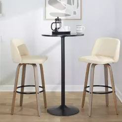 Kirklands Home Cream Faux Leather Torino Bar Stools, Set of 2 Ivory Online