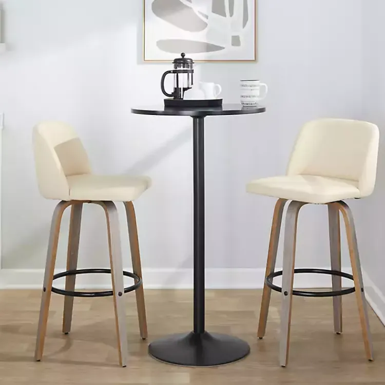 Kirklands Home Cream Faux Leather Torino Bar Stools, Set of 2 Ivory Online
