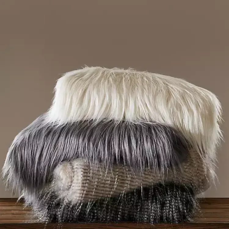 Blankets & Throws>Kirklands Home Cream Faux Mink Fluffy Throw Ivory