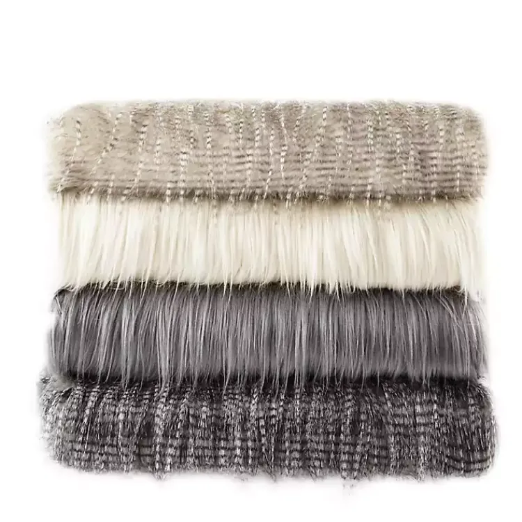Blankets & Throws>Kirklands Home Cream Faux Mink Fluffy Throw Ivory