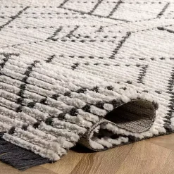 Kirklands Home Cream Geometric Diamonds Fringed Area Rug, 7x10 Hot