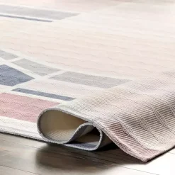 Kirklands Home Cream Geometric Shapes Washable Area Rug, 8x10 Clearance