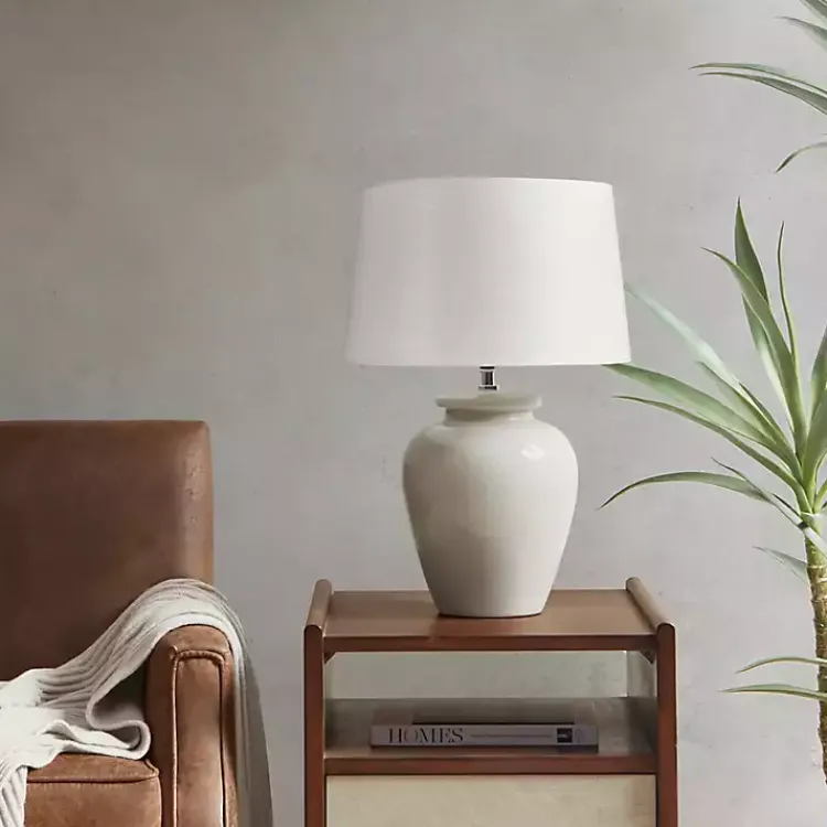 Kirklands Home Cream Glazed Ceramic Anzio Table Lamp White Online